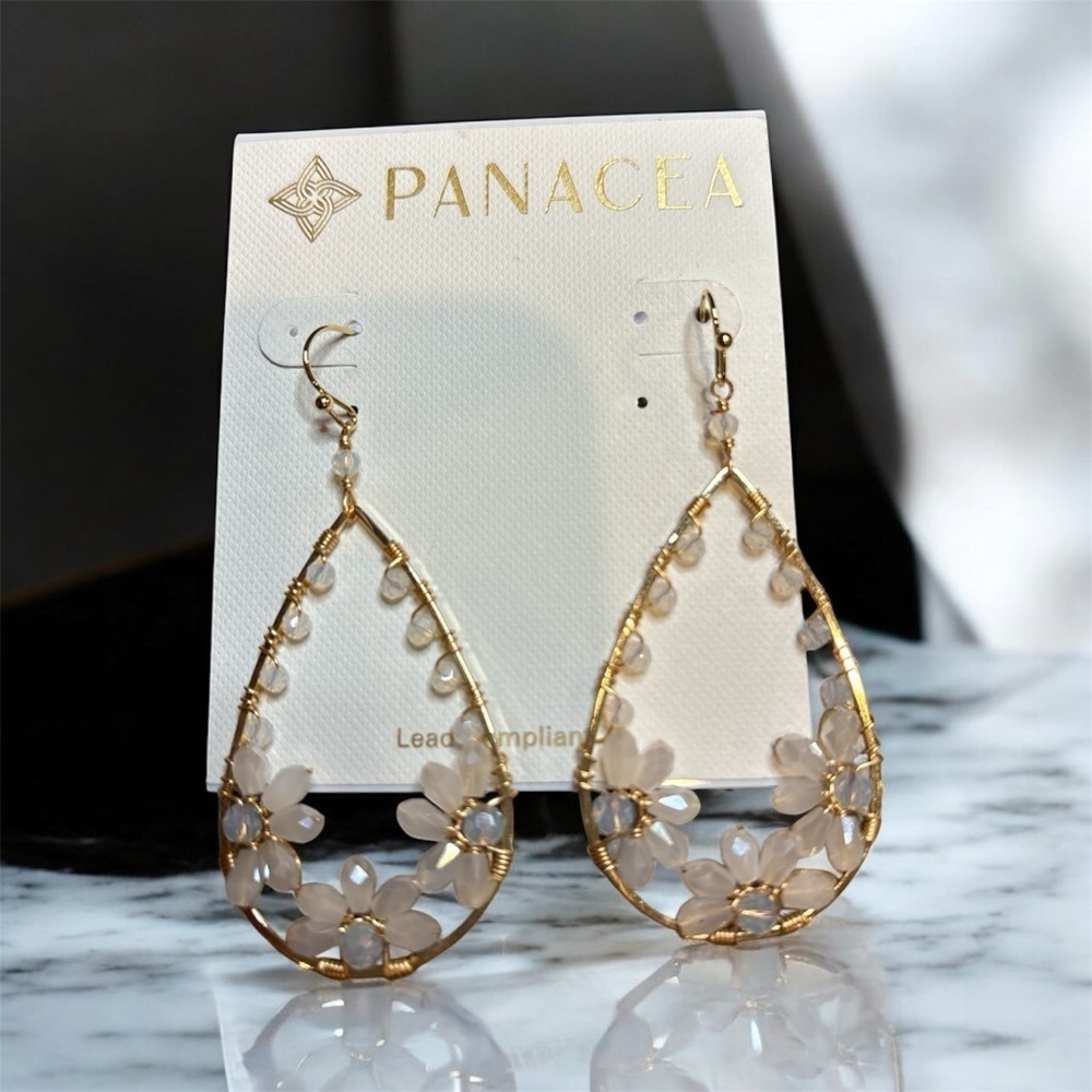 Panacea Gold and Cream Teardrop Earrings